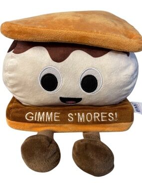 Gimme S'mores Plush Marshmallow Toy with smile face and legs graham crackers